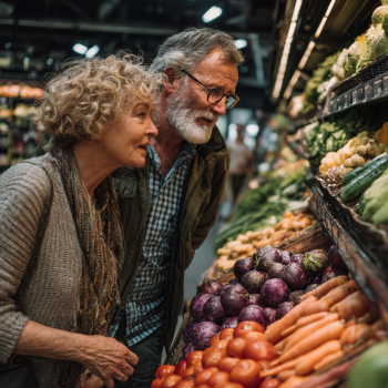 Літня жінка готує здорову їжу